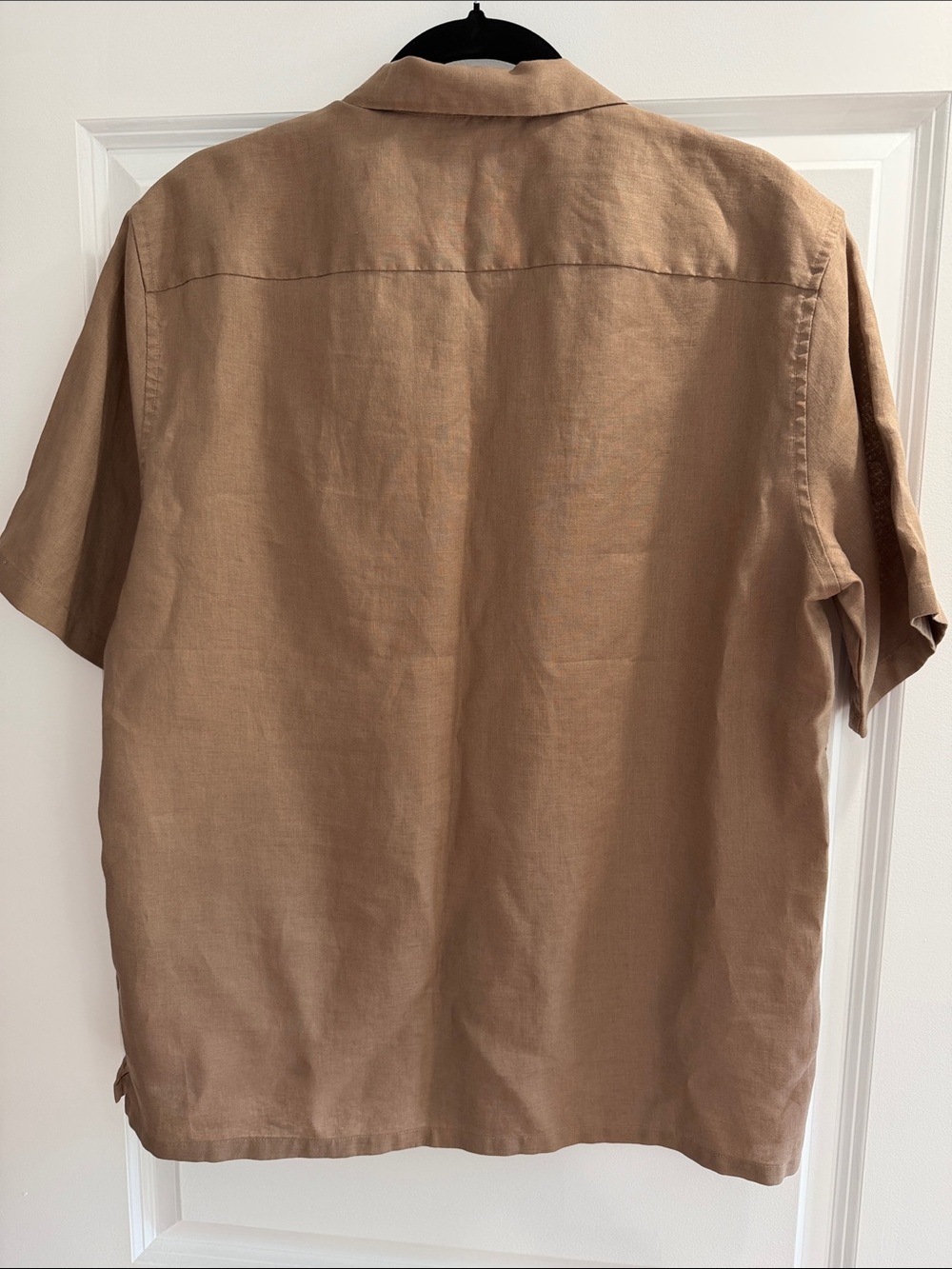 NWT! Theory (Daze Precise Linen 2) Men's Short-Sleeve 100% Linen Shirt in Fossil - Picture 7 of 7